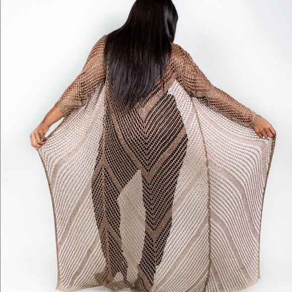 Elara Luna Sweaters - Plus Size ‘Aurelia’ Metallic Maxi Cardigan